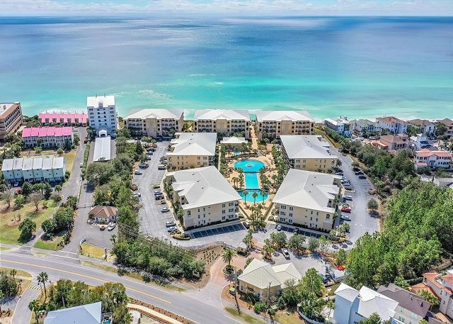 Adagio and the Gulf from above at Adagio 30A, home of Palmera