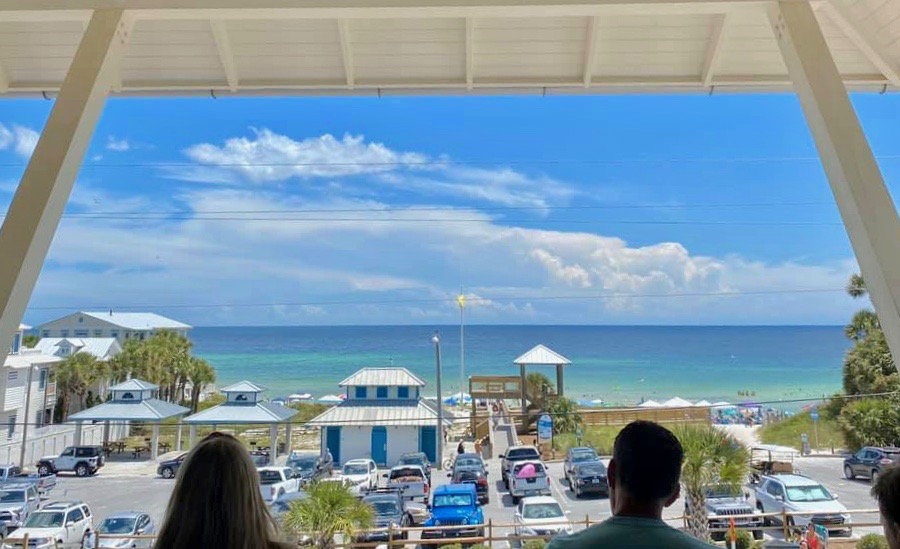 View of the Gulf of Mexico from the second floor at Shunk Gulley on 30A