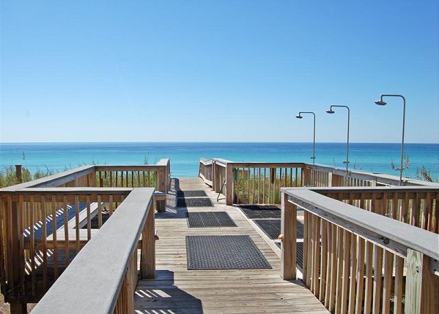 Beach walkover and showers at Adagio 30A, home of Palmera