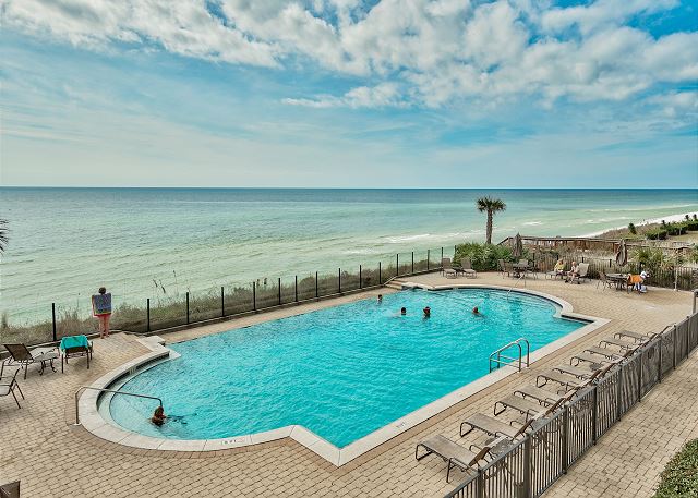 Heated Gulf-front pool at Adagio 30A, home of Palmera
