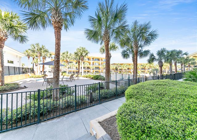 The hot tub and gym from our patio at Adagio 30A, home of Palmera